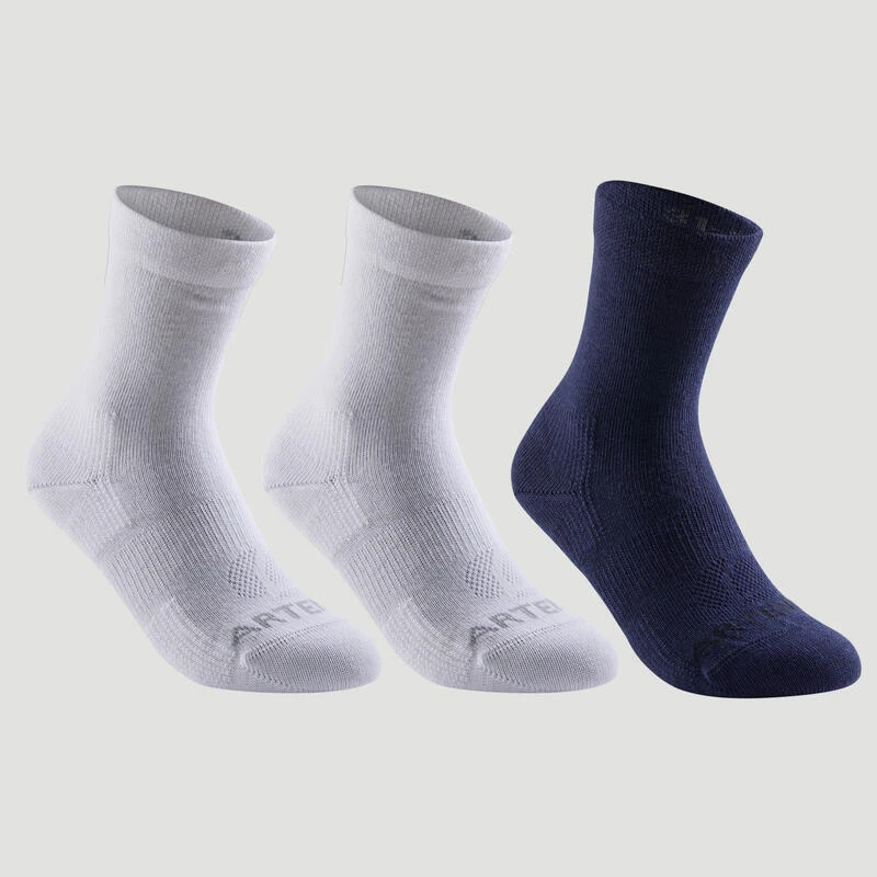CHAUSSETTES DE SPORT ENFANT HAUTES ARTENGO RS 160 BLANC MARINE LOT DE 3 1 CHAUSSETTES DE SPORT ENFANT HAUTES ARTENGO RS 160 BLANC MARINE LOT DE 3