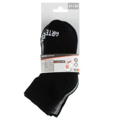 CHAUSSETTES DE SPORT ENFANT MI-HAUTES ARTENGO RS 500 NOIR GRIS LOT DE 3 -Balle Jeux Vêtements Magasin chaussettes de sport enfant mi hautes artengo rs 500 noir gris lot de 3 9