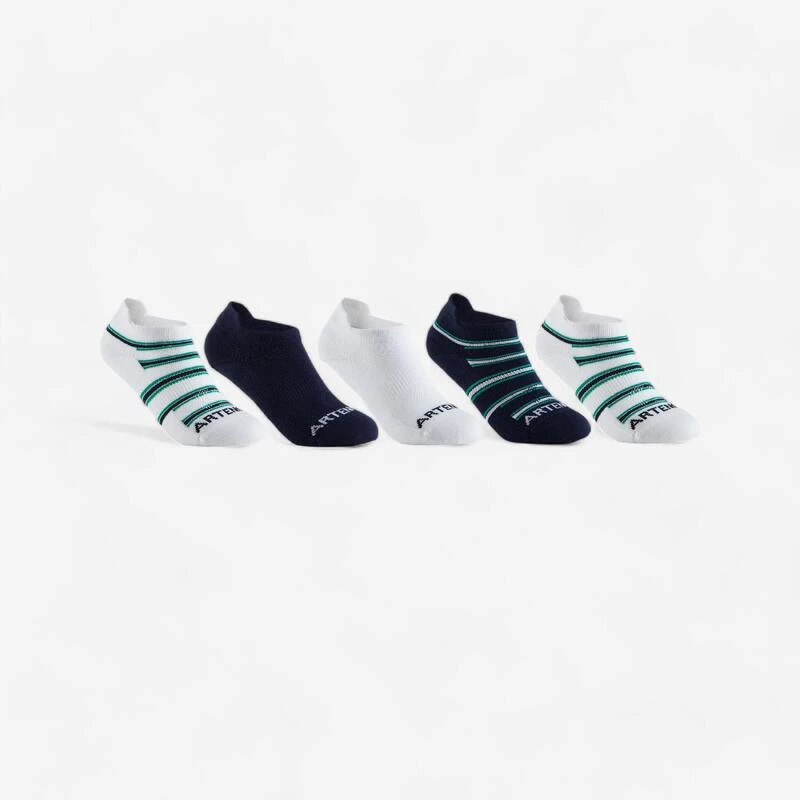 CHAUSSETTES TENNIS ENFANT BASSES ARTENGO RS 160 BLANC MARINE LIGNES LOT DE 5 1 CHAUSSETTES TENNIS ENFANT BASSES ARTENGO RS 160 BLANC MARINE LIGNES LOT DE 5