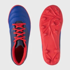 Chaussures De Rugby Moulées Terrain Sec Enfant - SKILL 100 FG Bleu Rouge -Balle Jeux Vêtements Magasin chaussures de rugby moulees terrain sec enfant skill 100 fg bleu rouge 3