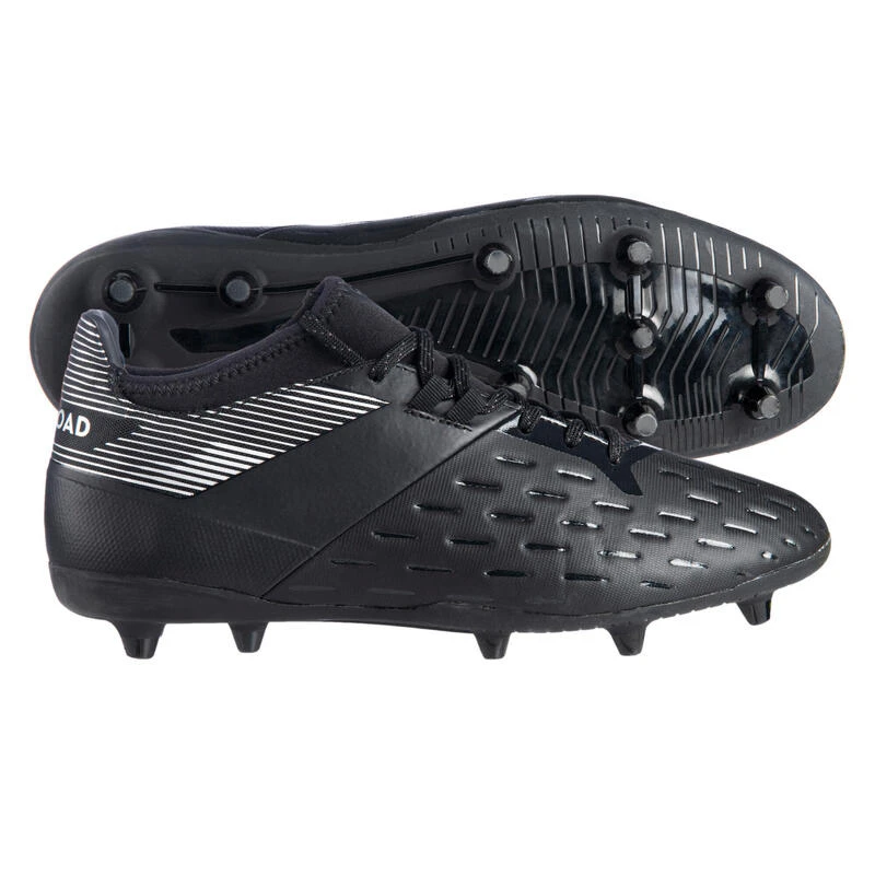 Chaussures De Rugby Moulées Terrain Sec Homme - RUGBY ADVANCE 500 FG Noir Gris 3 Chaussures De Rugby Moulées Terrain Sec Homme - RUGBY ADVANCE 500 FG Noir Gris – Image 3
