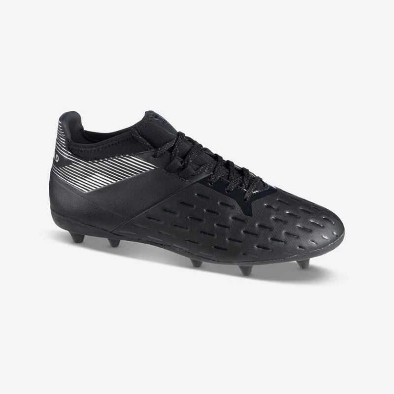 Chaussures De Rugby Moulées Terrain Sec Homme - RUGBY ADVANCE 500 FG Noir Gris 1 Chaussures De Rugby Moulées Terrain Sec Homme - RUGBY ADVANCE 500 FG Noir Gris