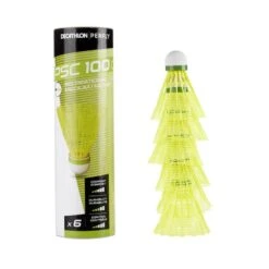 Lot De 6 Volants De Badminton En Plastique PSC 100 Medium - Jaune -Balle Jeux Vêtements Magasin lot de 6 volants de badminton en plastique psc 100 medium jaune 5