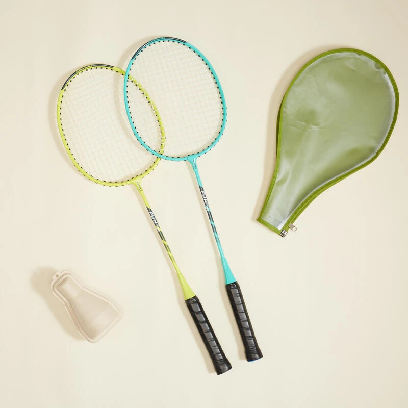Lot De Raquettes De Badminton Pour Adulte Fun BR130 - Turquoise/Vert Citron 2 Lot De Raquettes De Badminton Pour Adulte Fun BR130 - Turquoise/Vert Citron – Image 2