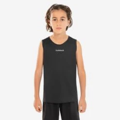 Maillot De Basketball Sans Manche Enfant - T100 JR Noir