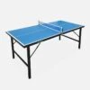 Mini Table De Ping Pong Pliable 150x75cm INDOOR Bleue, Avec 2 Raquettes Et 3