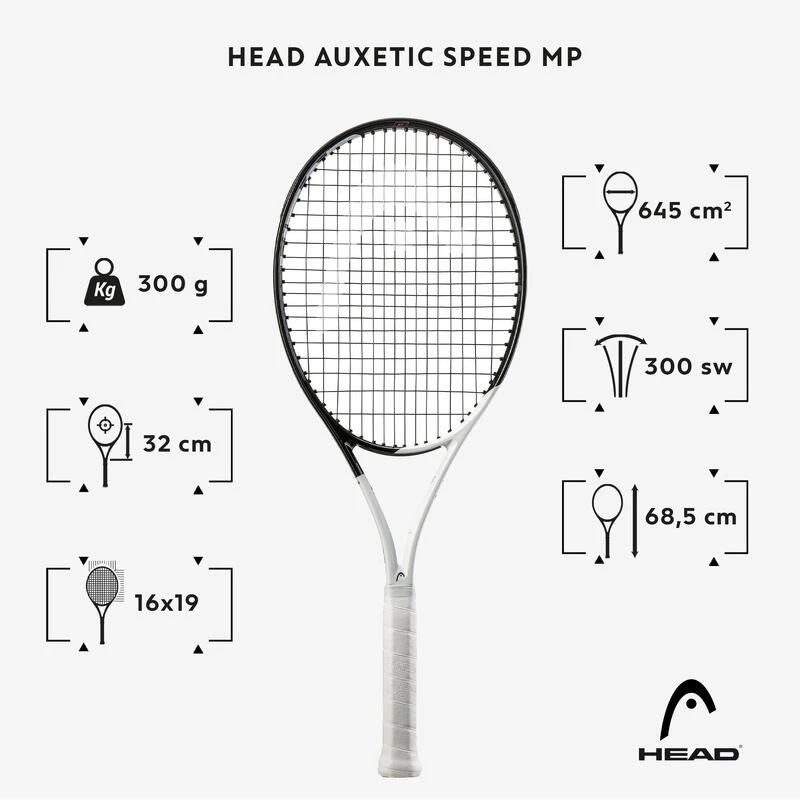 Raquette De Tennis Adulte - Head Auxetic Speed MP Noir Blanc 300g 2 Raquette De Tennis Adulte - Head Auxetic Speed MP Noir Blanc 300g – Image 2