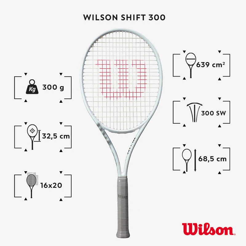 Raquette De Tennis Adulte - Wilson Shift 300 Gris 300g NON CORDEE 2 Raquette De Tennis Adulte - Wilson Shift 300 Gris 300g NON CORDEE – Image 2