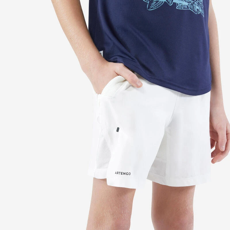Artengo Short De Tennis Garçon - Dry - Blanc Cassé 1 Artengo Short De Tennis Garçon - Dry - Blanc Cassé