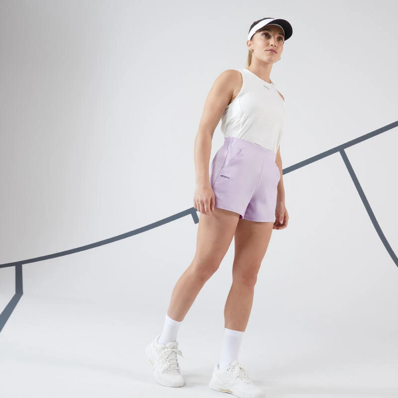 Artengo Short Tennis Dry à Poche Femme - Essentiel Mauve Clair 2 Artengo Short Tennis Dry à Poche Femme - Essentiel Mauve Clair – Image 2