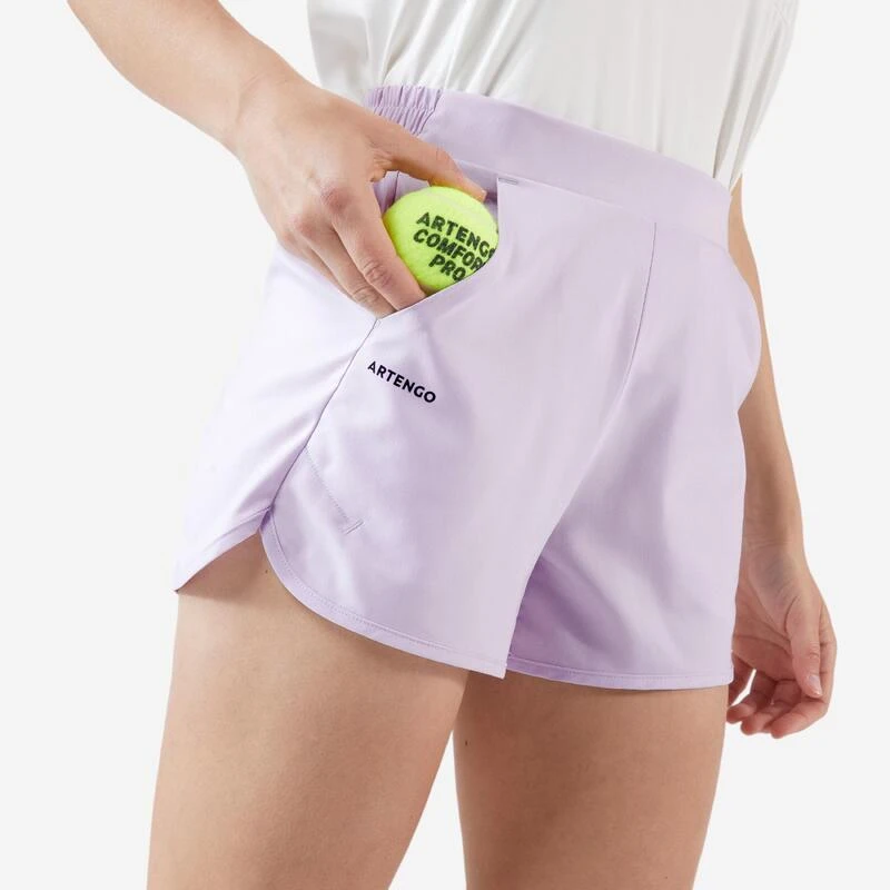Artengo Short Tennis Dry à Poche Femme - Essentiel Mauve Clair 1 Artengo Short Tennis Dry à Poche Femme - Essentiel Mauve Clair
