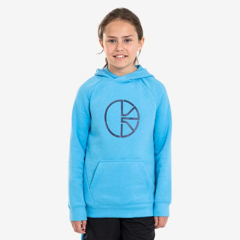 SWEAT DE BASKETBALL A CAPUCHE ENFANT - H100 BLEU CLAIR 1 SWEAT DE BASKETBALL A CAPUCHE ENFANT - H100 BLEU CLAIR