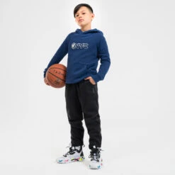 SWEAT DE BASKETBALL A CAPUCHE ENFANT - H100 MARINE -Balle Jeux Vêtements Magasin sweat de basketball a capuche enfant h100 marine 5