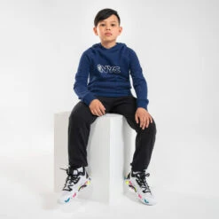 SWEAT DE BASKETBALL A CAPUCHE ENFANT - H100 MARINE -Balle Jeux Vêtements Magasin sweat de basketball a capuche enfant h100 marine 6