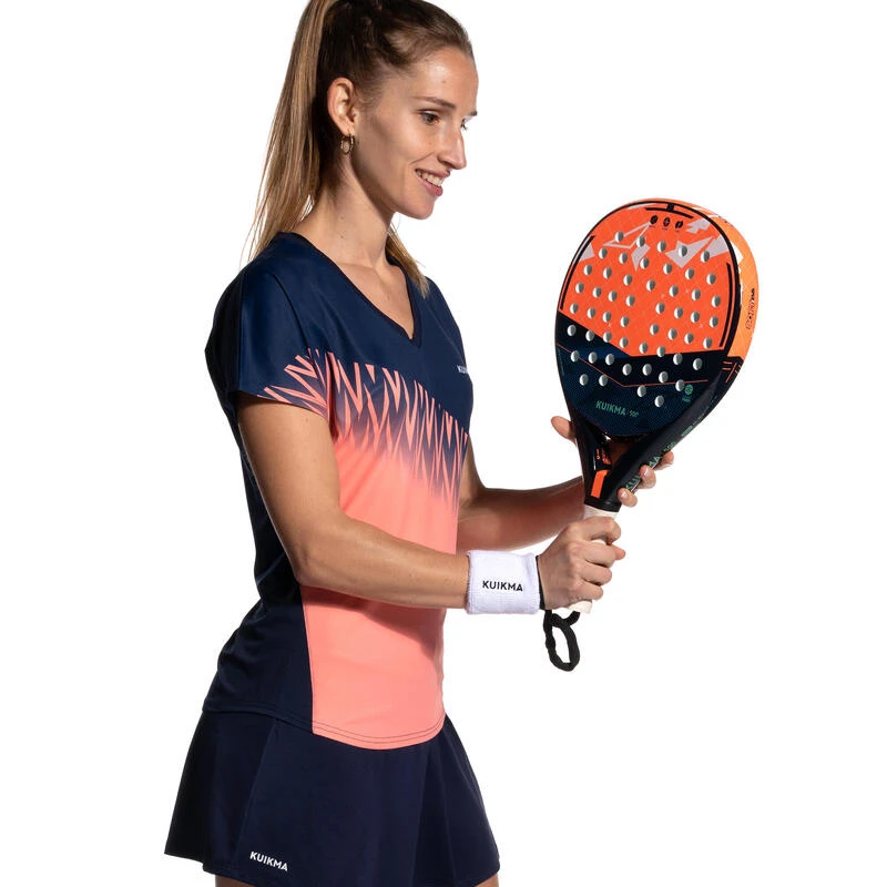 T-shirt De Padel Manches Courtes Respirant Femme- 500 Bleu Coral 4 T-shirt De Padel Manches Courtes Respirant Femme- 500 Bleu Coral – Image 4