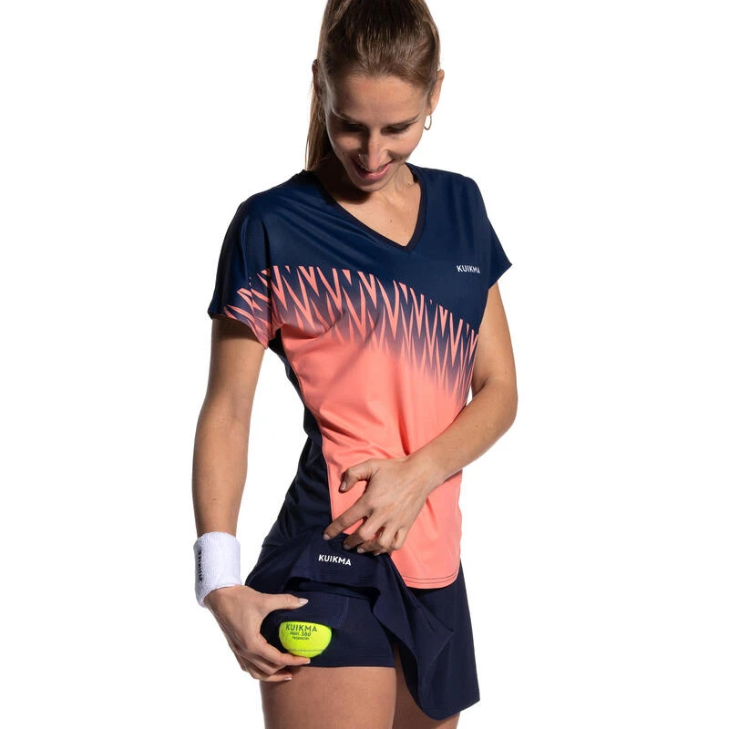 T-shirt De Padel Manches Courtes Respirant Femme- 500 Bleu Coral 5 T-shirt De Padel Manches Courtes Respirant Femme- 500 Bleu Coral – Image 5