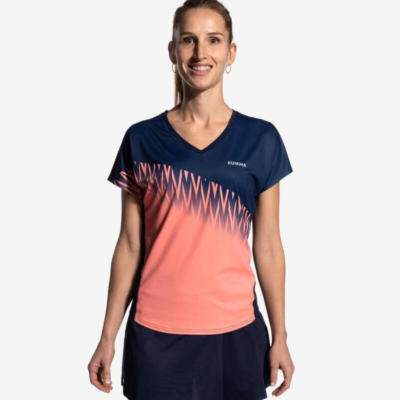 T-shirt De Padel Manches Courtes Respirant Femme- 500 Bleu Coral 1 T-shirt De Padel Manches Courtes Respirant Femme- 500 Bleu Coral