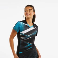 T-shirt De Tennis De Table TTP560 Femme Noir Bleu -Balle Jeux Vêtements Magasin t shirt de tennis de table ttp560 femme noir bleu 5