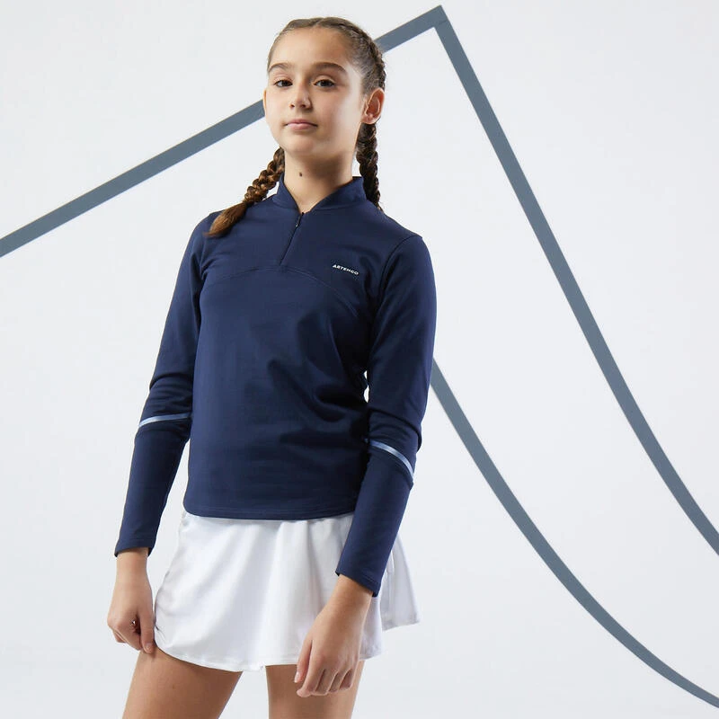 Artengo T- Shirt De Tennis Manches Longues Fille - TTS TH 500 Bleu Marine 1 Artengo T- Shirt De Tennis Manches Longues Fille - TTS TH 500 Bleu Marine