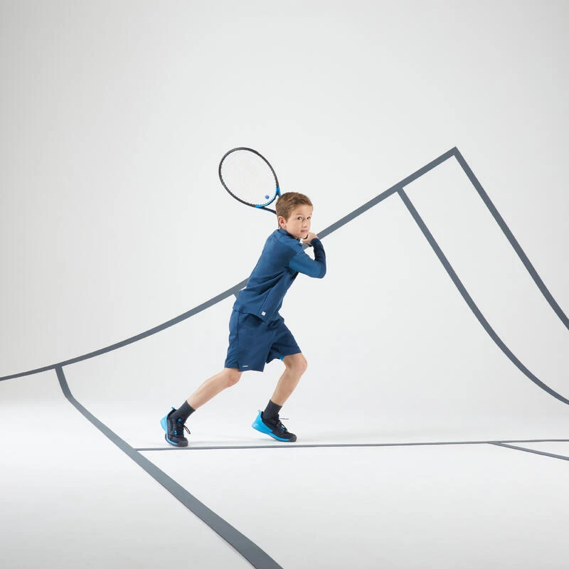 Artengo T-shirt De Tennis Manches Longues Thermic Garçon 1/2 Zip Turquoise 2 Artengo T-shirt De Tennis Manches Longues Thermic Garçon 1/2 Zip Turquoise – Image 2