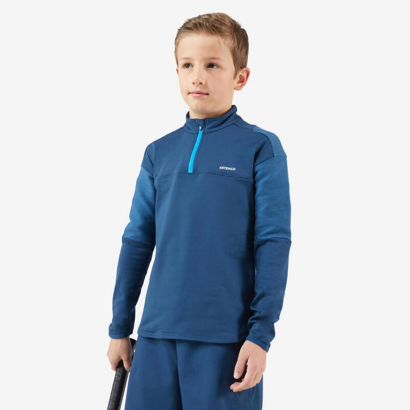 Artengo T-shirt De Tennis Manches Longues Thermic Garçon 1/2 Zip Turquoise 1 Artengo T-shirt De Tennis Manches Longues Thermic Garçon 1/2 Zip Turquoise