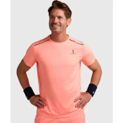 T-shirt De Tennis/Padel Performance Homme Melon/Bleu Marine