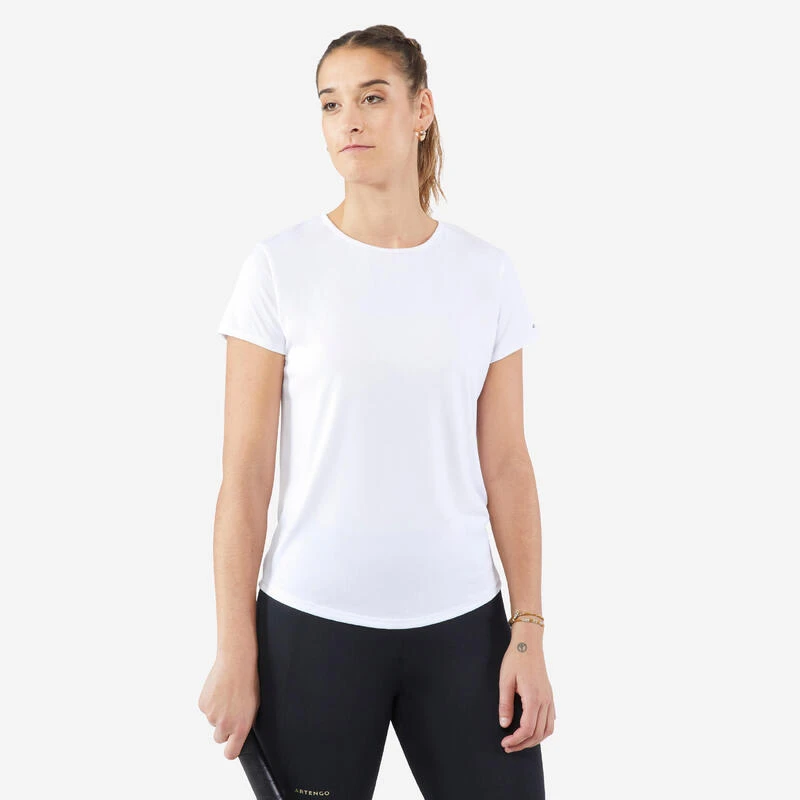 Artengo T-Shirt Tennis Col Rond Dry Femme - Essentiel 100 Blanc 1 Artengo T-Shirt Tennis Col Rond Dry Femme - Essentiel 100 Blanc