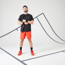 T-shirt Tennis Manches Courtes Homme - ARTENGO DRYVN Noir Rouge -Balle Jeux Vêtements Magasin t shirt tennis manches courtes homme artengo dryvn noir rouge 2