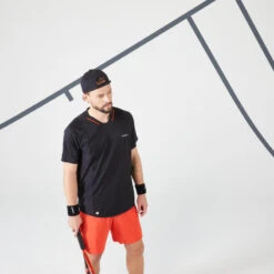 T-shirt Tennis Manches Courtes Homme - ARTENGO DRYVN Noir Rouge -Balle Jeux Vêtements Magasin t shirt tennis manches courtes homme artengo dryvn noir rouge 3