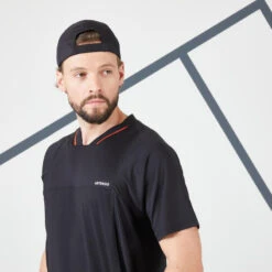 T-shirt Tennis Manches Courtes Homme - ARTENGO DRYVN Noir Rouge -Balle Jeux Vêtements Magasin t shirt tennis manches courtes homme artengo dryvn noir rouge 4