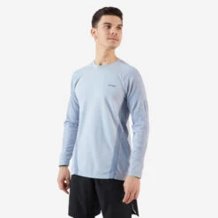 Artengo T-shirt Tennis Manches Longues Homme - Thermic Gris Clair