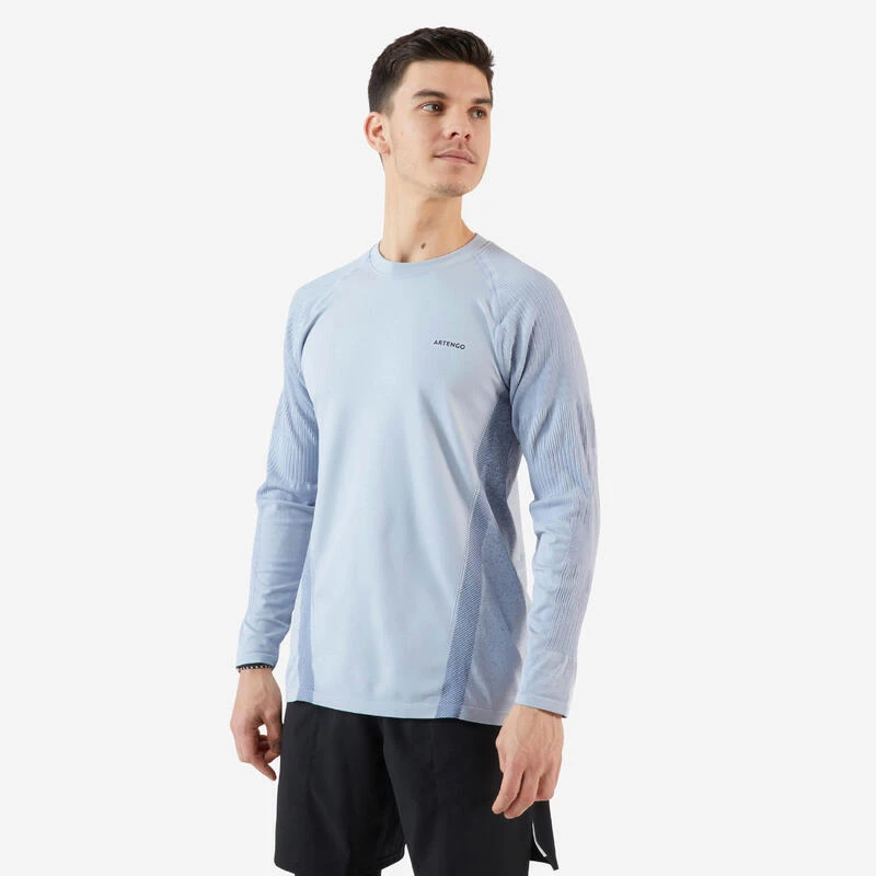 Artengo T-shirt Tennis Manches Longues Homme - Thermic Gris Clair 1 Artengo T-shirt Tennis Manches Longues Homme - Thermic Gris Clair